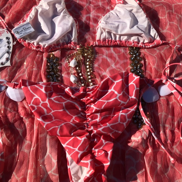 NWT beach bunny bikini ๐ giraffe ๐ฆ glitter in the air size M set - Picture 14 of 16